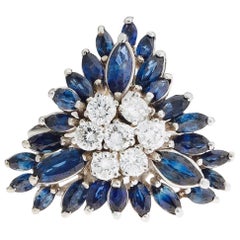 Stunning 1950s G/VS1 4.00 Sapphire Diamond Statement Cocktail Ring