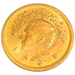 22 Karat Gold Pahlavi Coin with a Profile of Mohammad Reza Shah Pahlavi