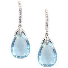 Julius Cohen Aquamarin-Diamant-Tropfen-Ohrringe
