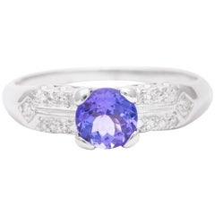 Vintage Tanzanite and Diamond Ring in White Gold