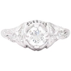 Fantastic Platinum Art Deco Filigree Engagement Ring