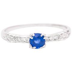 Antique Art Deco Orange Blossom Sapphire and Diamond Ring in Platinum