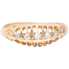 English Five-Stone Diamond Wedding Band in 18 Karat Yellow Gold