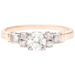 Mid-Century Diamond Engagement Ring in 14 Karat Gold