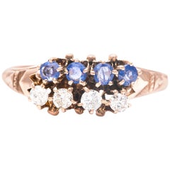 Victorian Sapphire and Diamond Ring in Yellow Gold
