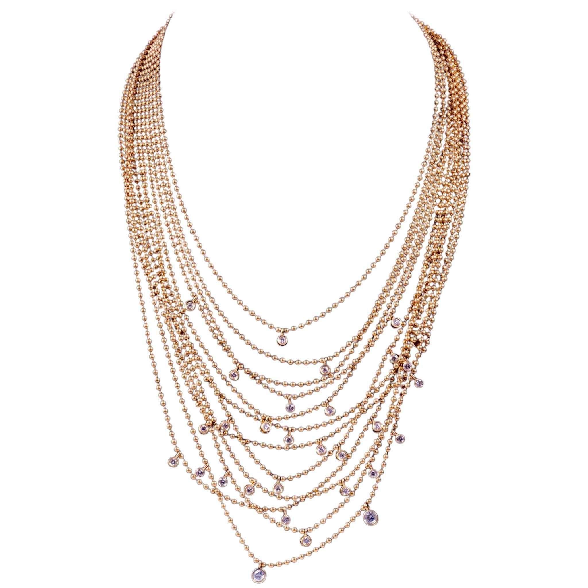 Draping Gold and Diamond Necklace