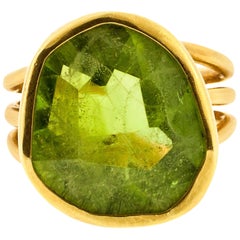 Artisan Large Peridot Gold Ring