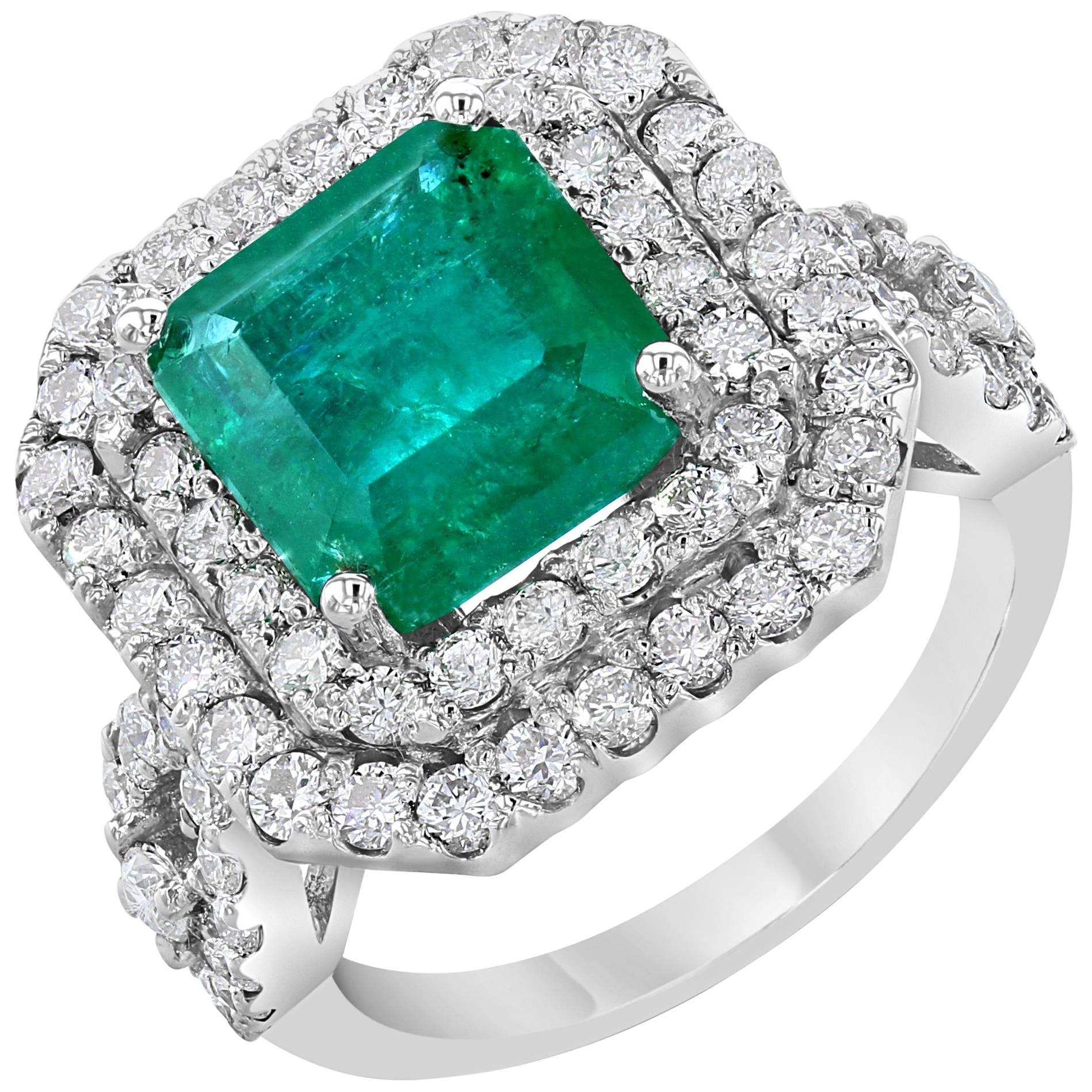 6.28 Carat Emerald Diamond Cocktail Ring