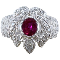 Ruby Diamond Platinum Ring