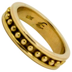 Elizabeth Locke Yellow Gold Beaded Band Ring 7