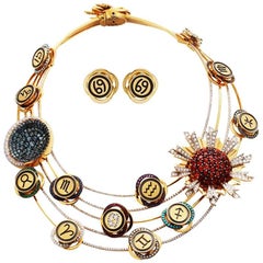 Zodiac Necklace and Matching Earrings, Earrings with Zodiac Sign of Choice