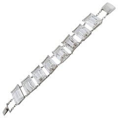 Fabulous Art Deco Rock Crystal Quartz and Sterling Silver Bracelet