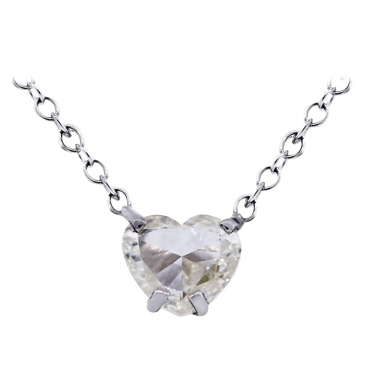1.02 Carat Heart Shape Diamond Pendant Necklace