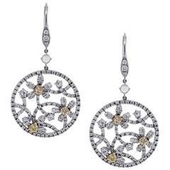 White and Yellow Diamond Flower Earrings