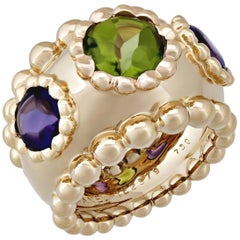 Chanel Gold Purple Amethyst and Green Peridot Ring 5