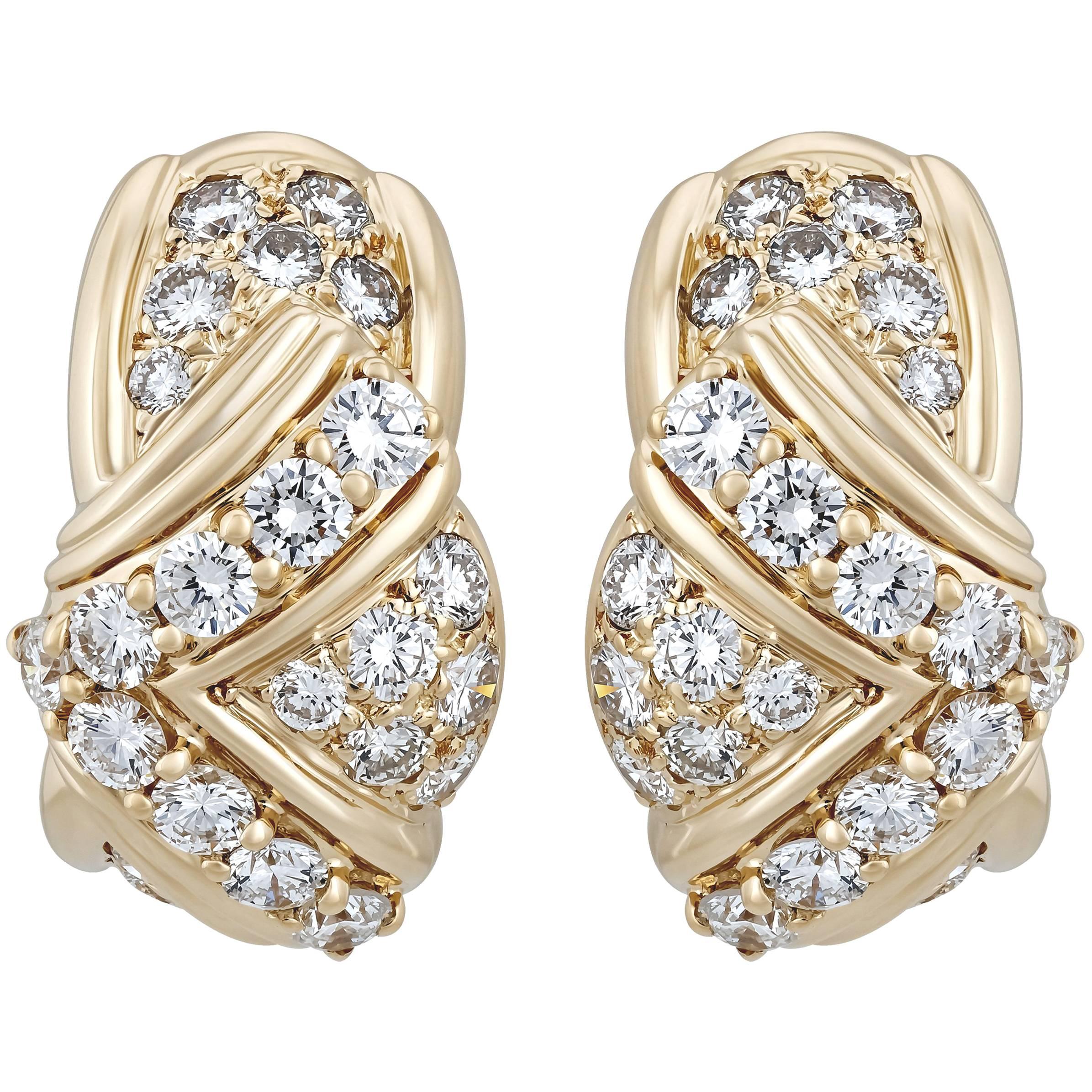 Christian Dior Diamond Gold Earrings