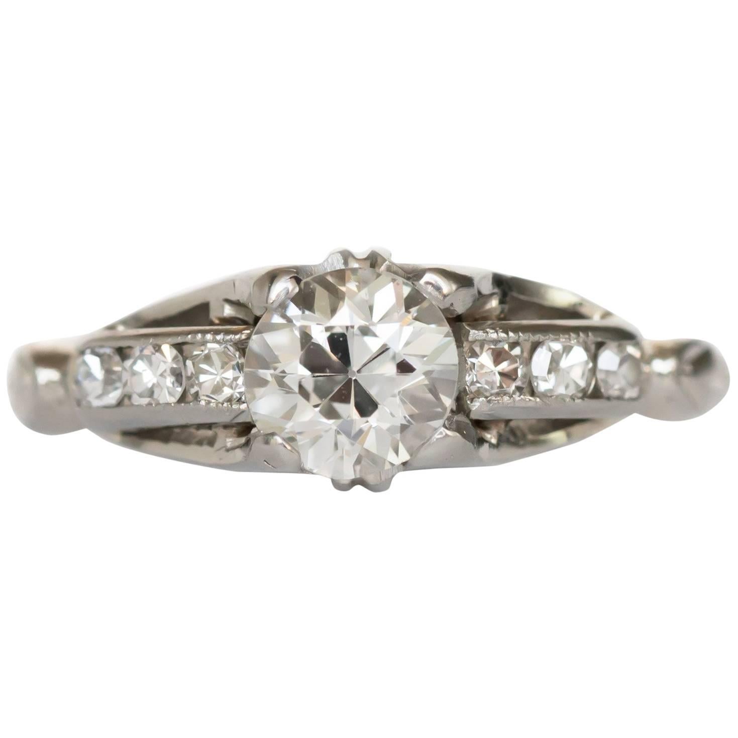 GIA Certified 0.49 Carat Diamond White Gold Engagement Ring