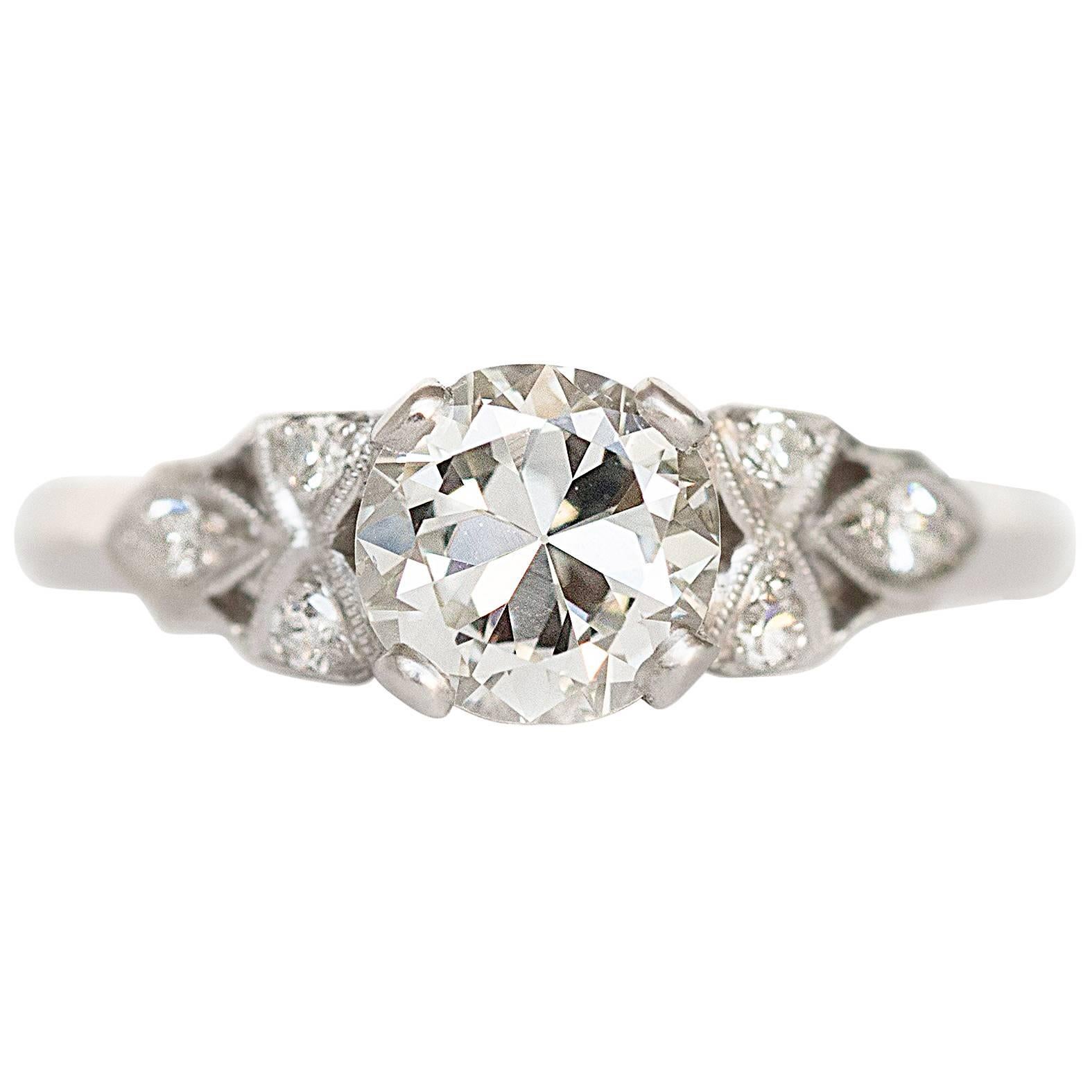 GIA Certified 0.87 Carat Diamond Platinum Engagement Ring For Sale