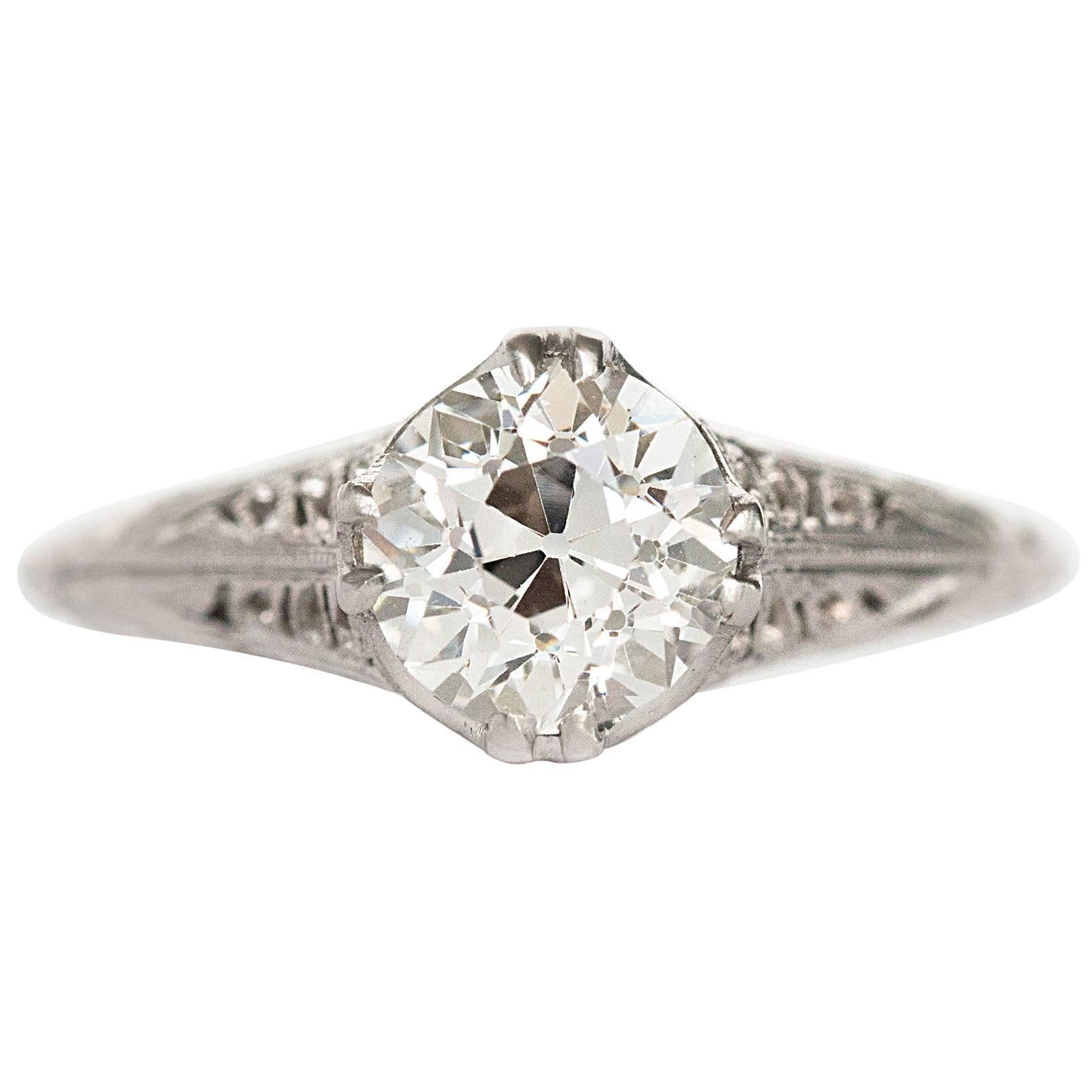 1.24 Carat Diamond Platinum Engagement Ring For Sale