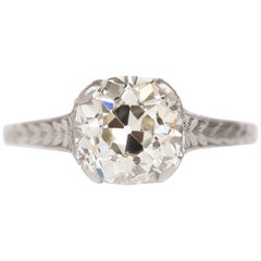 Antique 1.62 Carat Diamond Platinum Engagement Ring