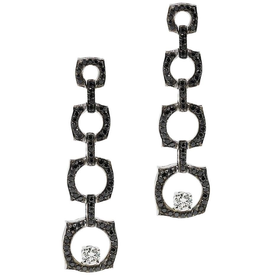 Black Diamond Graduated Drop Earrings