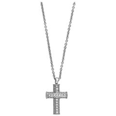 Bvlgari 18K White Gold Diamond Cross Necklace Length: 16"