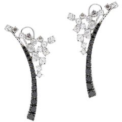 Black Diamond and White Diamond Earrings