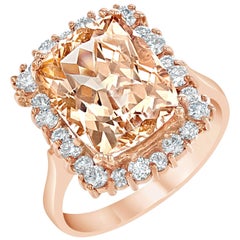 6.64 Carat Morganite Diamond Cocktail Ring 9