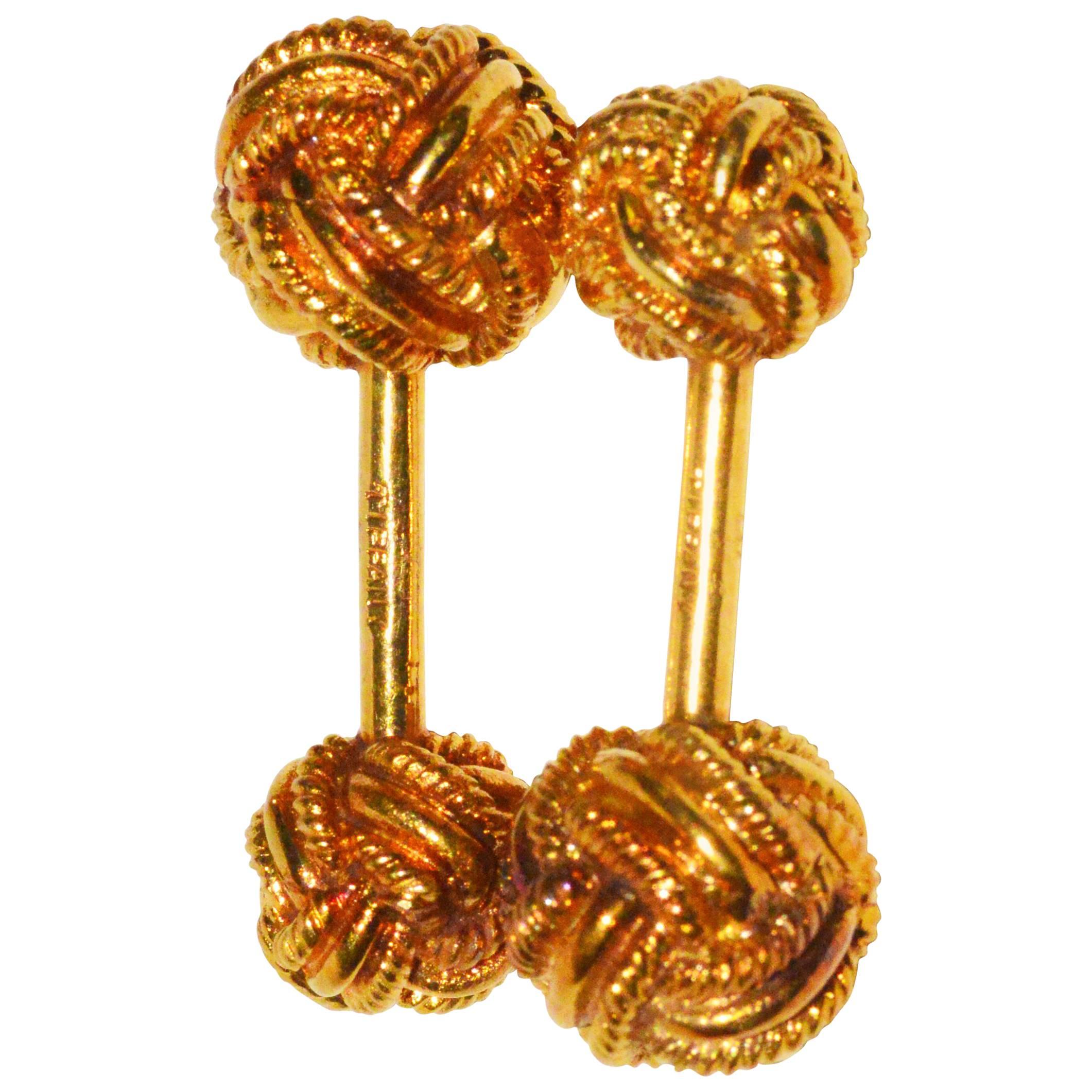 Classic Tiffany & Co. Love Knot Gold Cufflinks For Sale