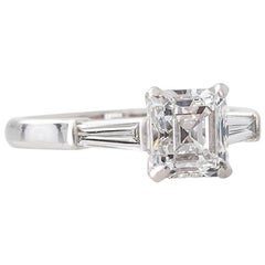Handmade 1.50 Carat GIA Certified Emerald Cut Diamond and Platinum Ring 1