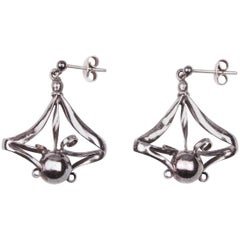 Solid Silver Antique Art Nouveau English Charles Horner Earrings