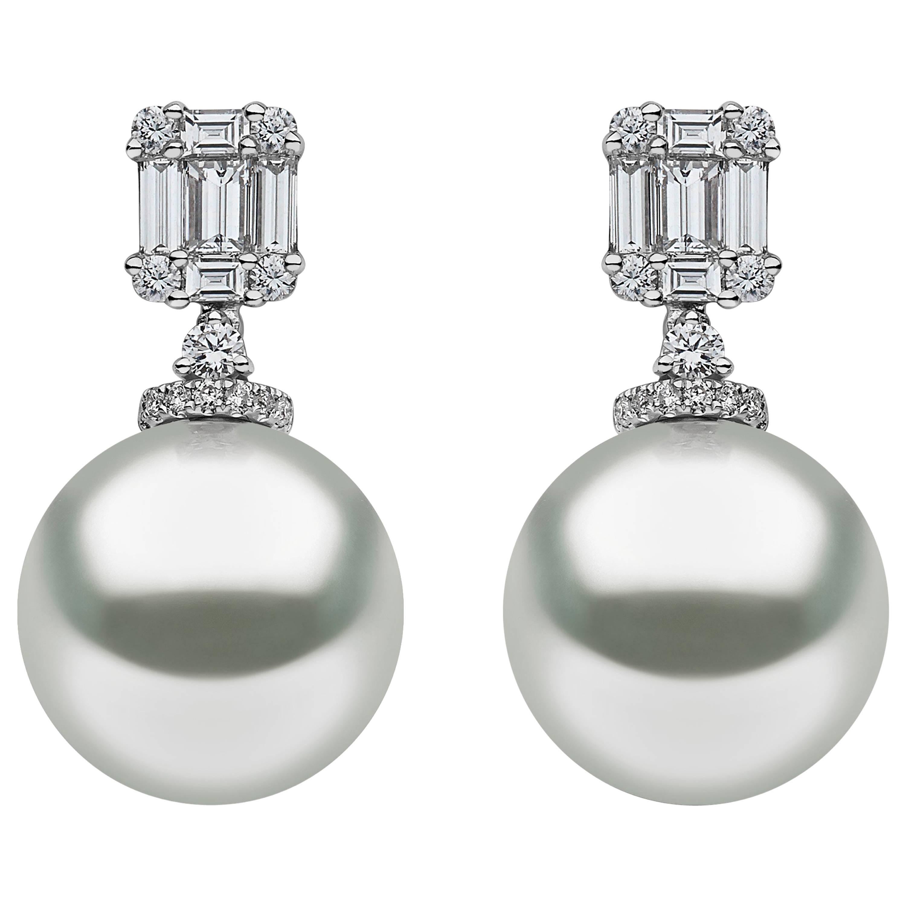 Yoko London South Sea Pearl and Diamond Earrings set in 18K 