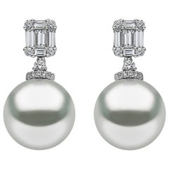 Yoko London South Sea Pearl and Diamond Earrings set in 18K 