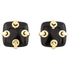 14 Karat Square Onyx Earrings