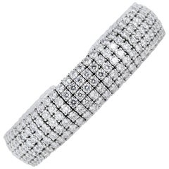 20.77 Carat Round Brilliant Cut Diamond Cuff Bracelet 12