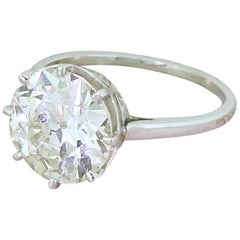 Art Deco 4.45 Carat Old European Cut Diamond Engagement Ring