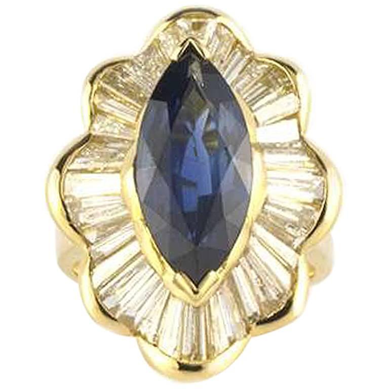 Sapphire & Diamond Bezel Set Dress Ring in 9ct Yellow Gold