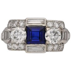 Tiffany & Co. Anillo Art Déco Zafiro Diamante