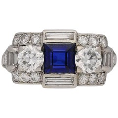 Vintage Tiffany & Co. Art Deco Sapphire Diamond Ring