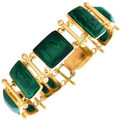 French Modern Malachite Set Gold Bracelet