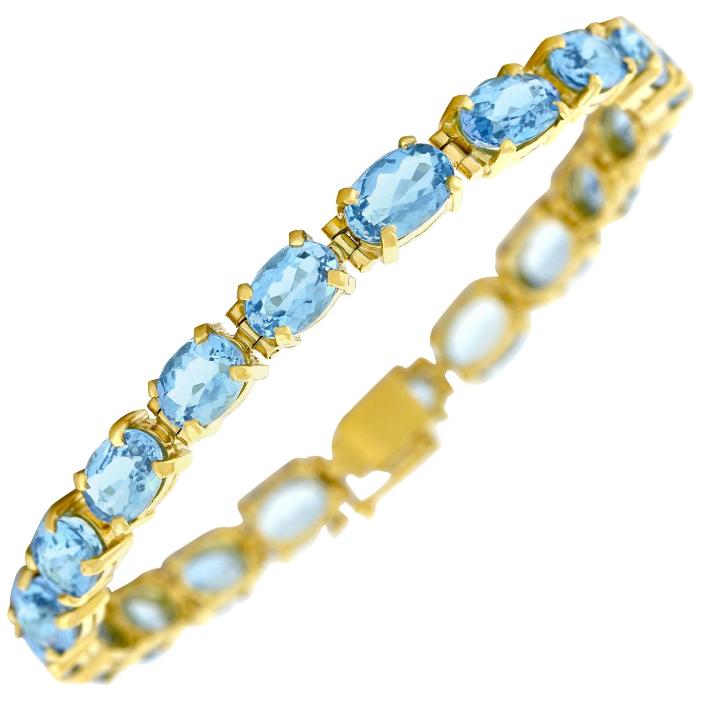 Aquamarine Set Gold Bracelet