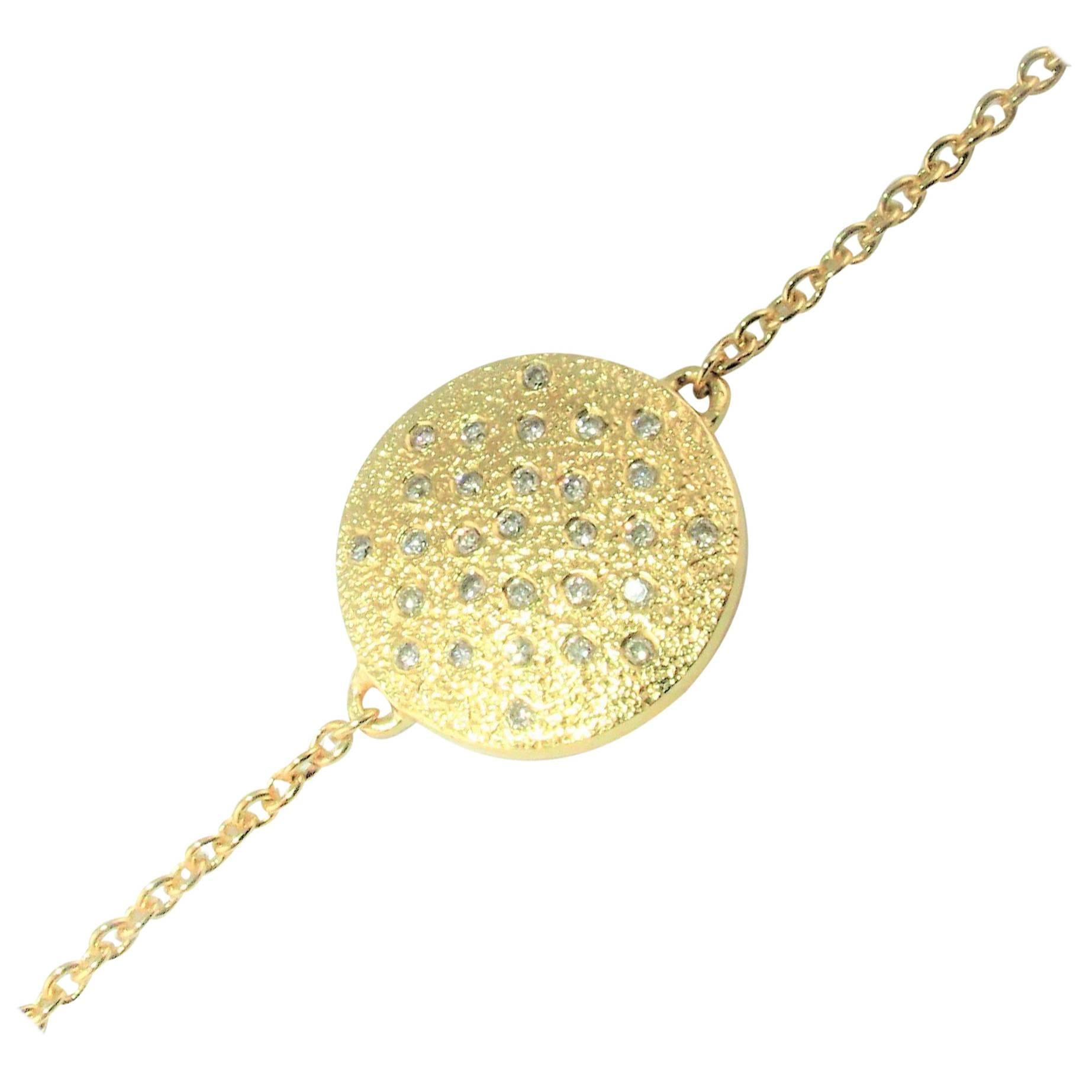 Performance Art : DIAMONDS IN LOVE on PLANET LOVE Yellow Gold Plated  Bracelet  For Sale