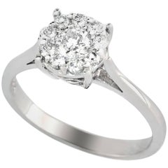 0.50 Carat Diamond White Gold Cluster or Engagement Ring 