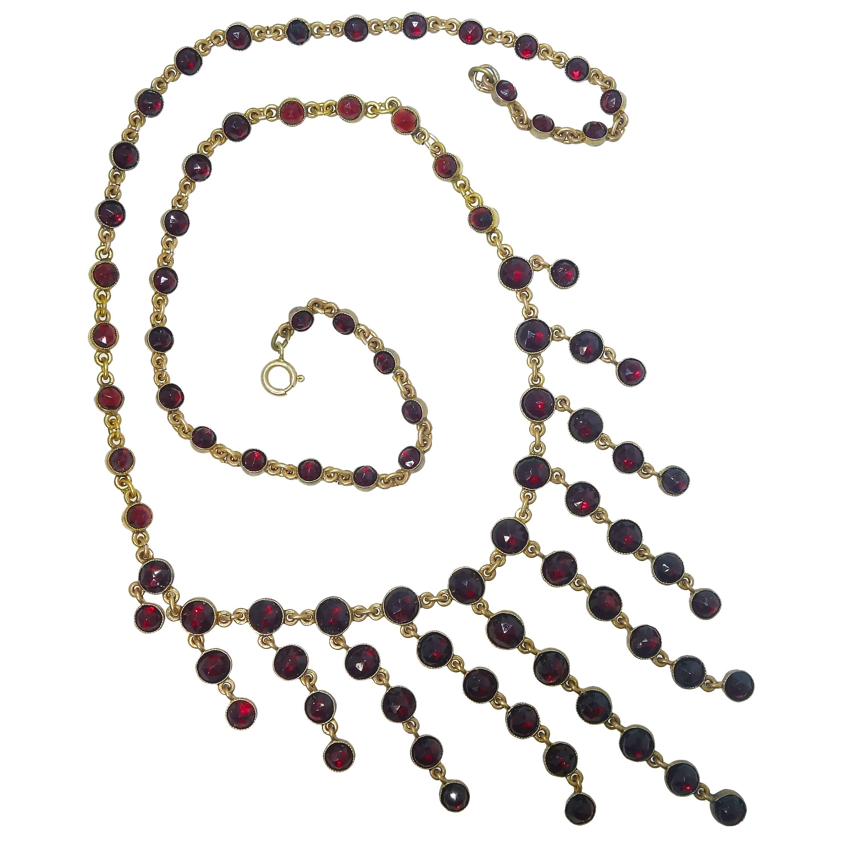 Dramatic Antique Bohemian Garnet Necklace