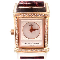 Jaeger LeCoultre Rose Gold Diamond Reverso Duetto Manual Wristwatch Ref 266.24.4 11