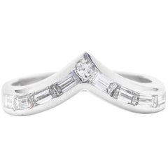 Contoured Baguette and Round Diamond Wedding Band