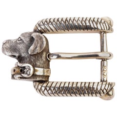 Kieselstein Cord Dog Head Sterling Buckle and Belt