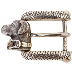 Boucle et ceinture Kieselstein en corde à tête de chien en sterling