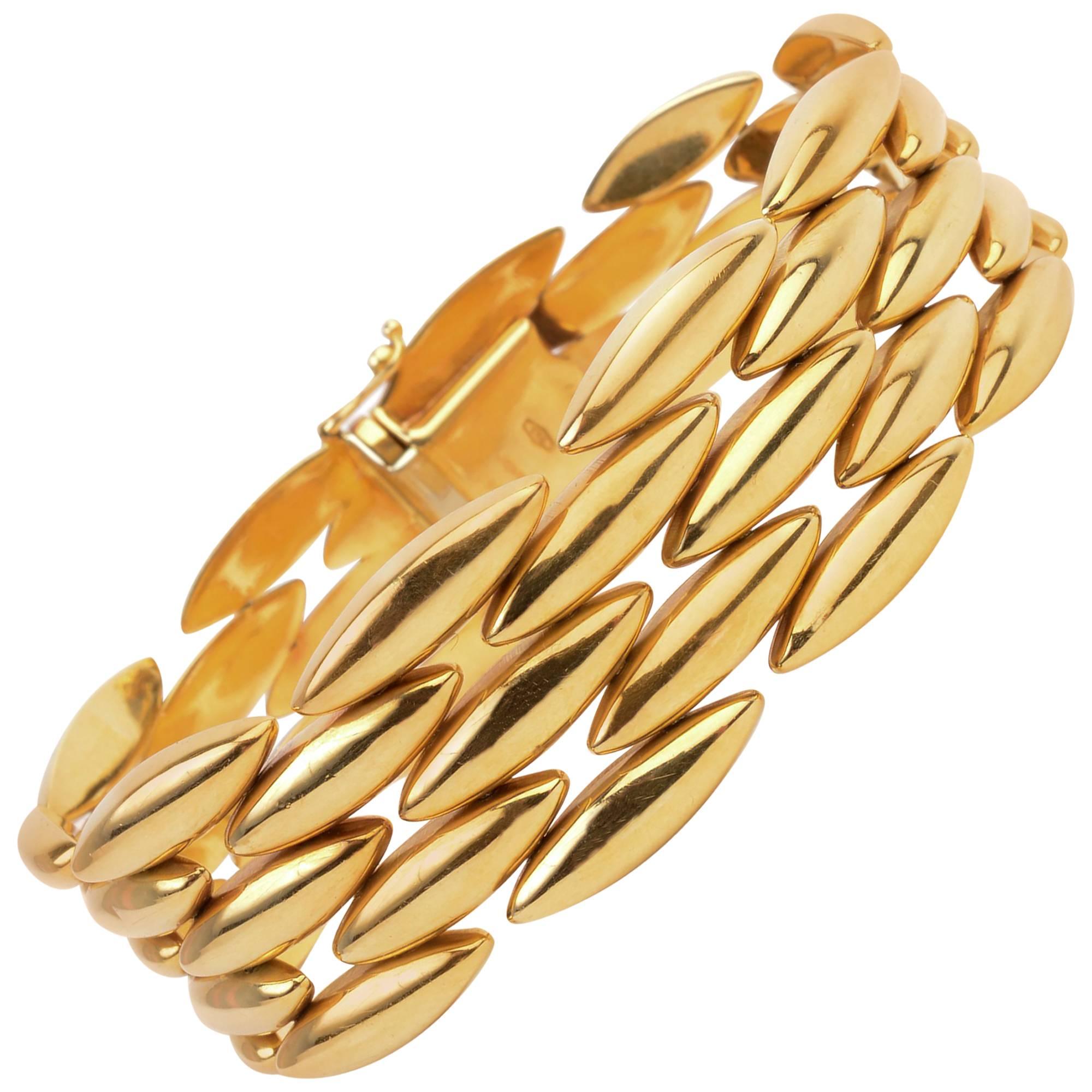 Cartier Navette Shaped Gold Link Bracelet