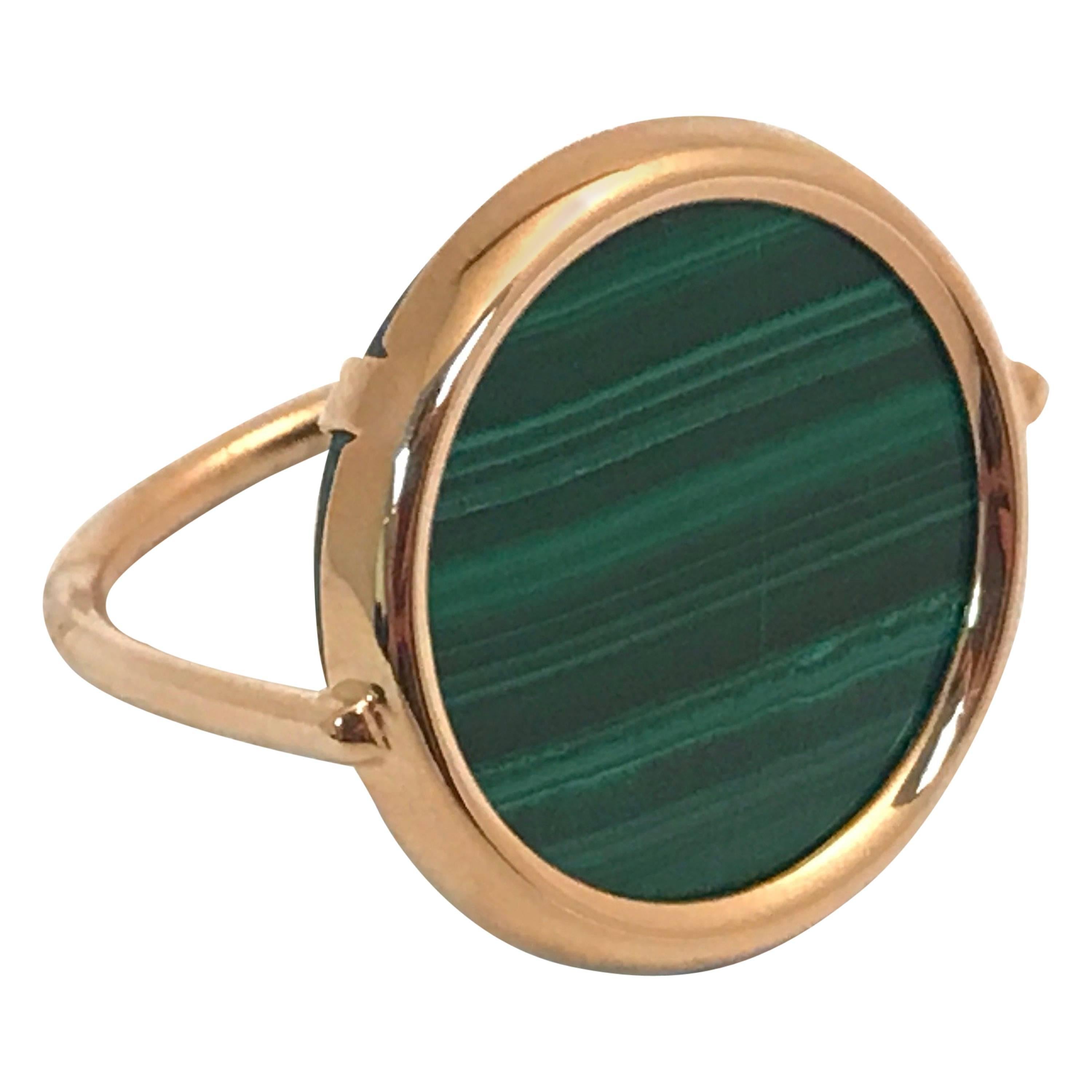 Green Malachite Pink Gold 18 Carat Ring